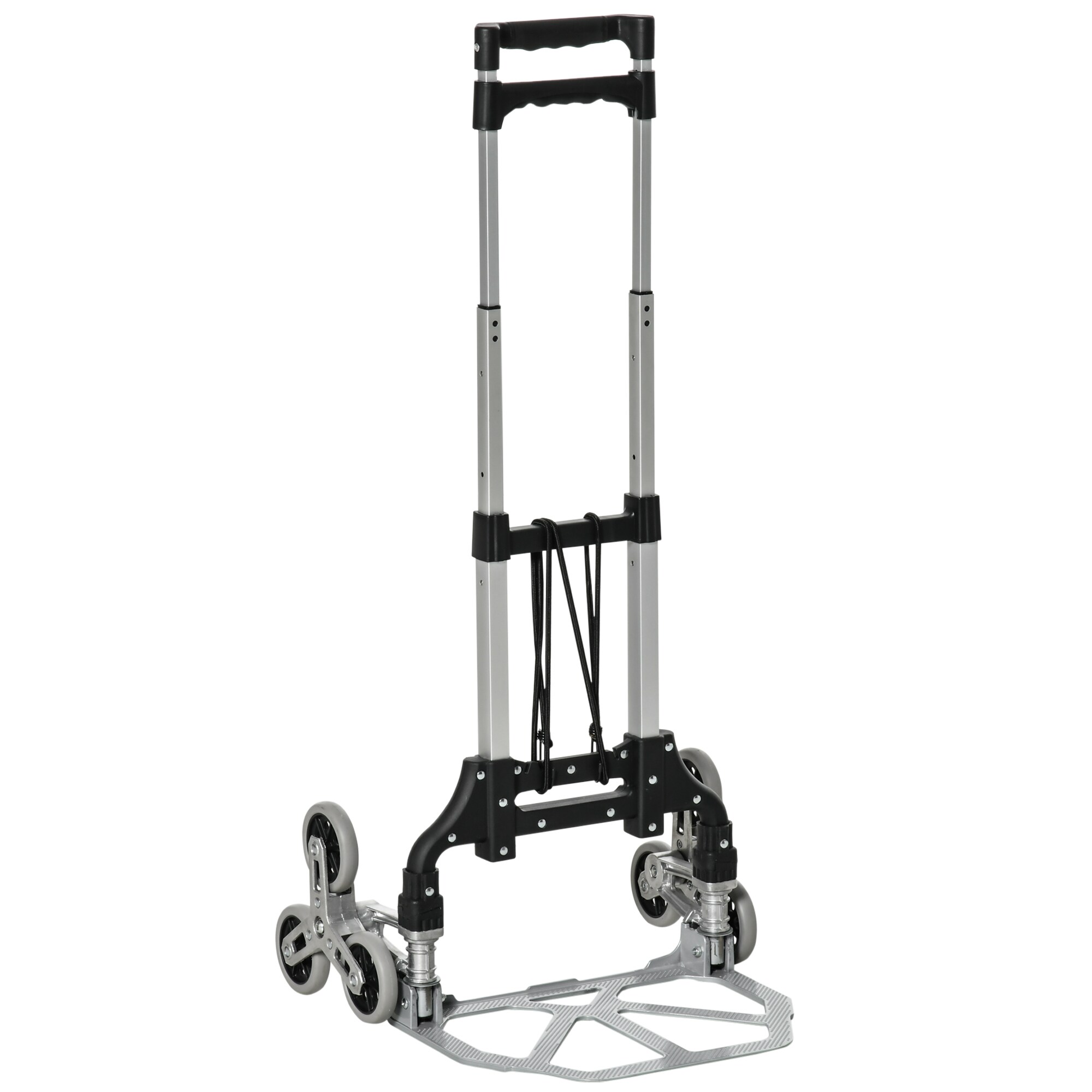 DURHAND Sackkarre mit 6-Rollen für Treppen silber, schwarz 47L x 47B x 100H cm