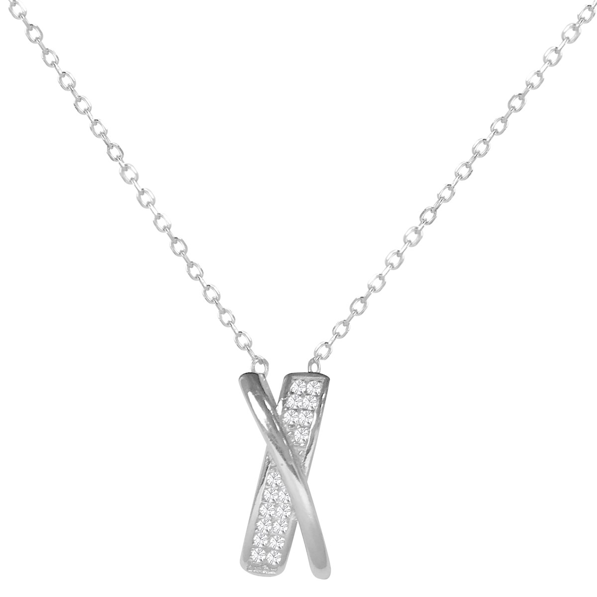 Collier en argent 925 rhodié et oxyde de zirconium