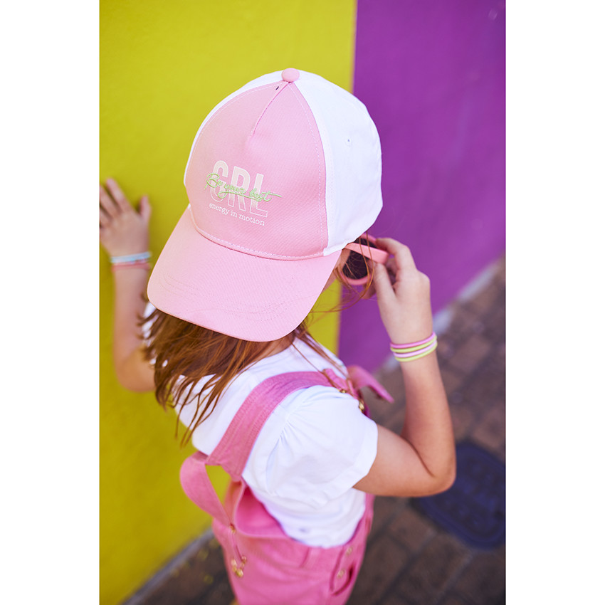 Casquette bicolore brodée et printée pour fille