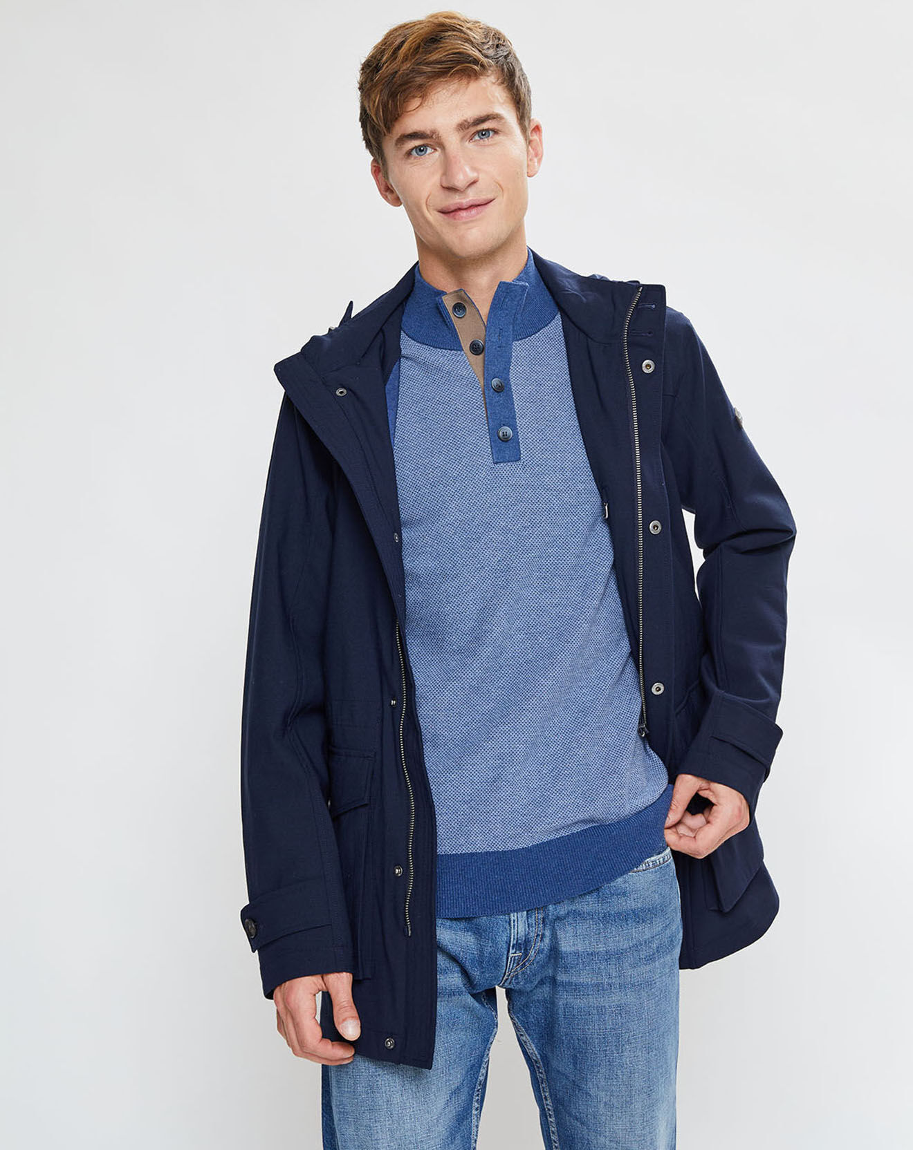 Hackett London Parka à capuche Nylon Travel bleu marine