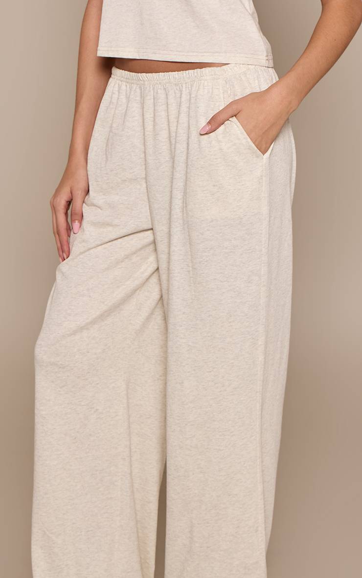 Gris Chiné Pantalon Large Décontracté À Texture Douce Et Jambe Ample