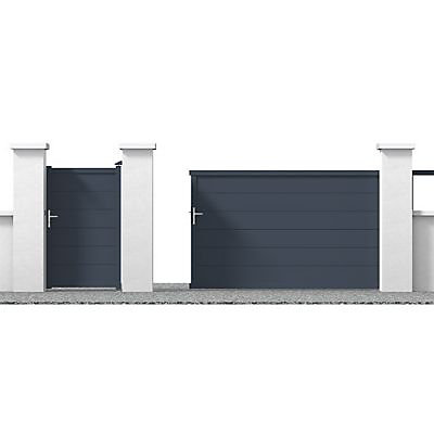 Portail Jardimat coulissant aluminium Chalon gris 7016 - 300 x h.160 cm