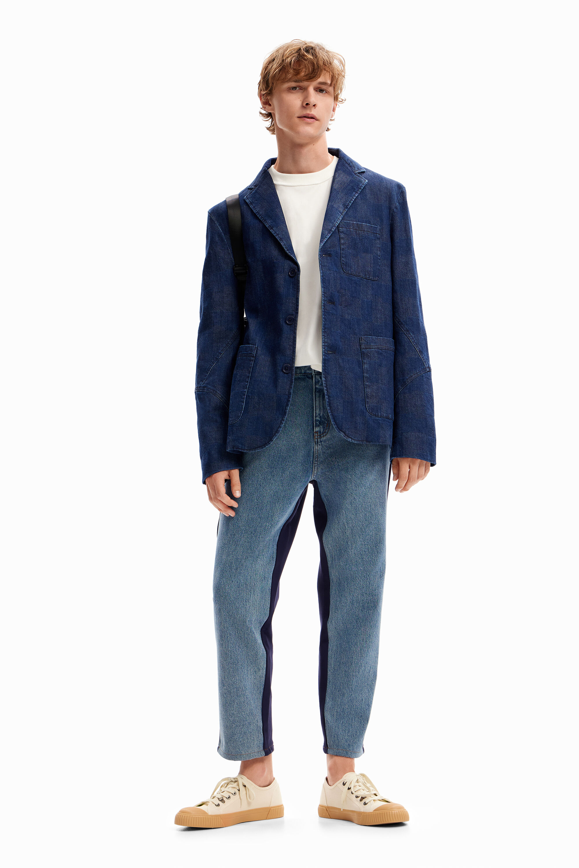 Blazer jean carreaux