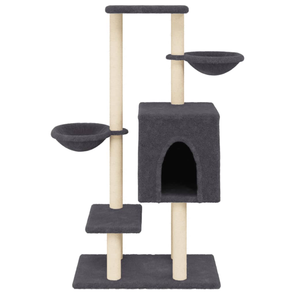 Arranhador para gatos vidaXL com hastes de sisal cinza escuro, 117 cm