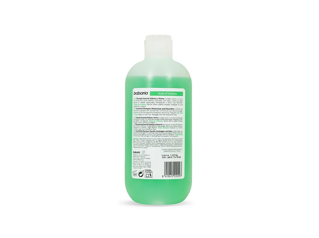 CHAMPÔ ESSENCIAL HYDRA & NUTRITIVO BABARIA 500 ML.