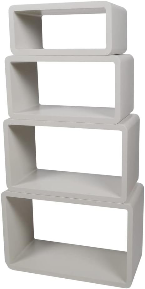 Verstärkte Vielen Farben MDF Retro Design Cube 4er Set Regal Regale Wandregal Deko Würfel CD DVD Lounge Cuben LO01 (Grau)