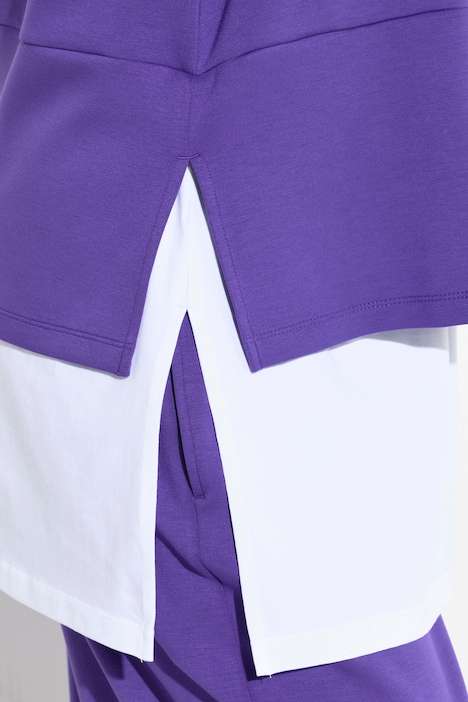 Sweatshirt, Bluseneinsatz, V-Ausschnitt, Langarm
