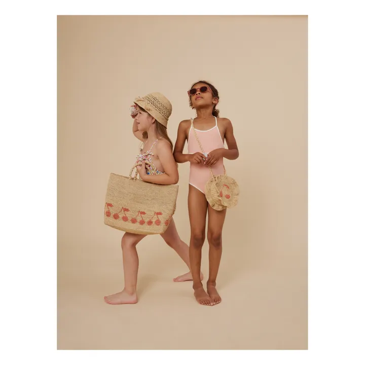 Bonpoint Sac en Raphia Cerise Fina | Beige