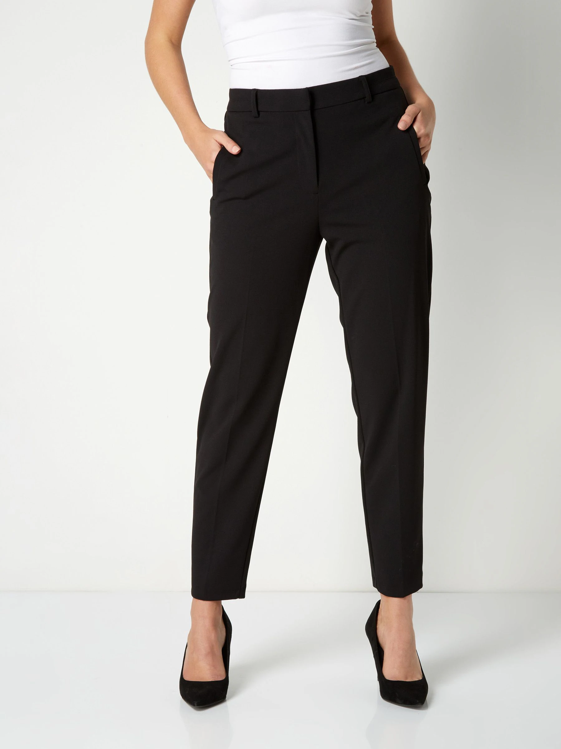 Zwart - Roman Originals - Broek met rechte, toelopende pijpen