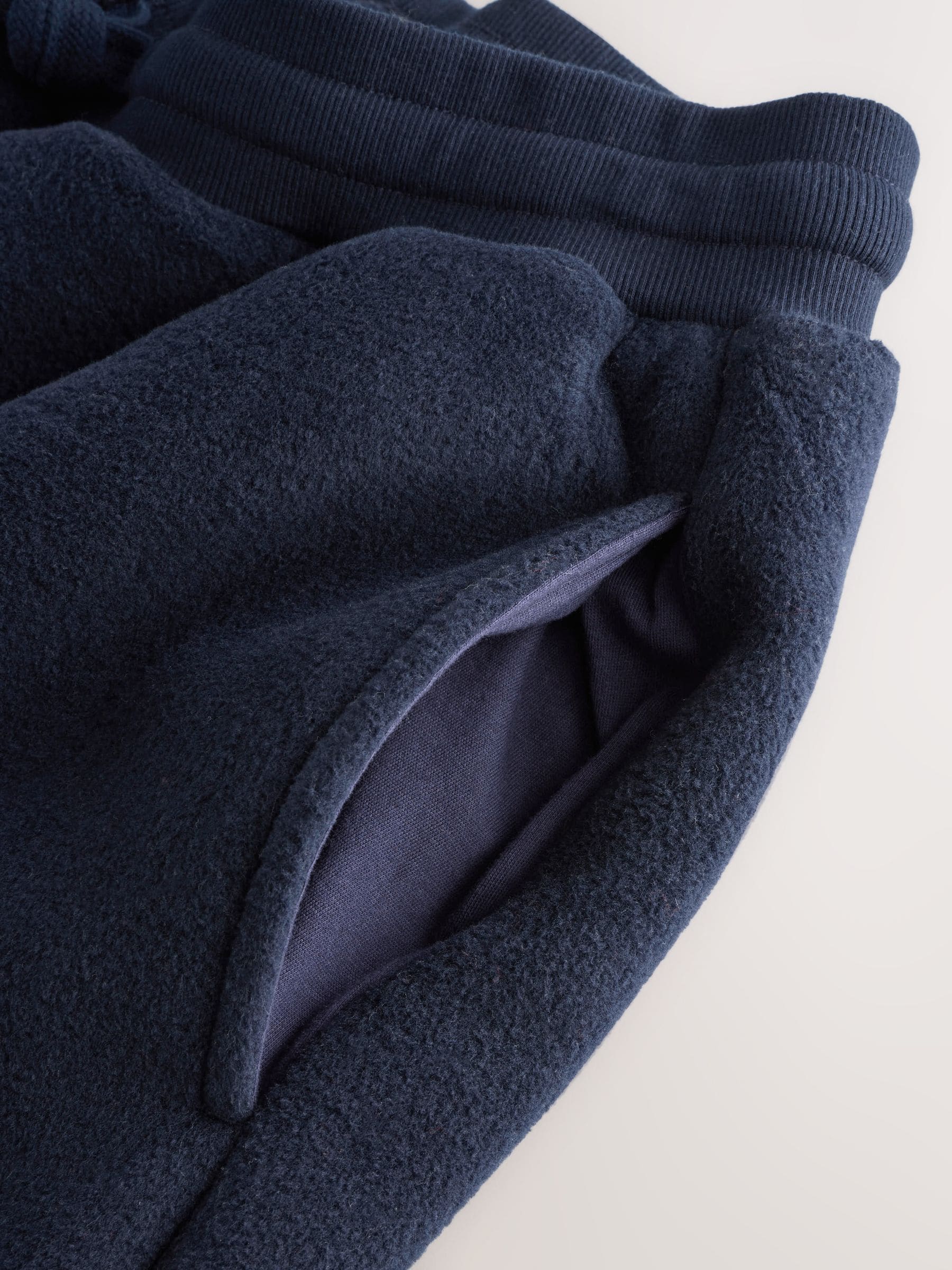 Donkerblauw - Geborstelde Borg-fleece gevoerde joggingbroeken