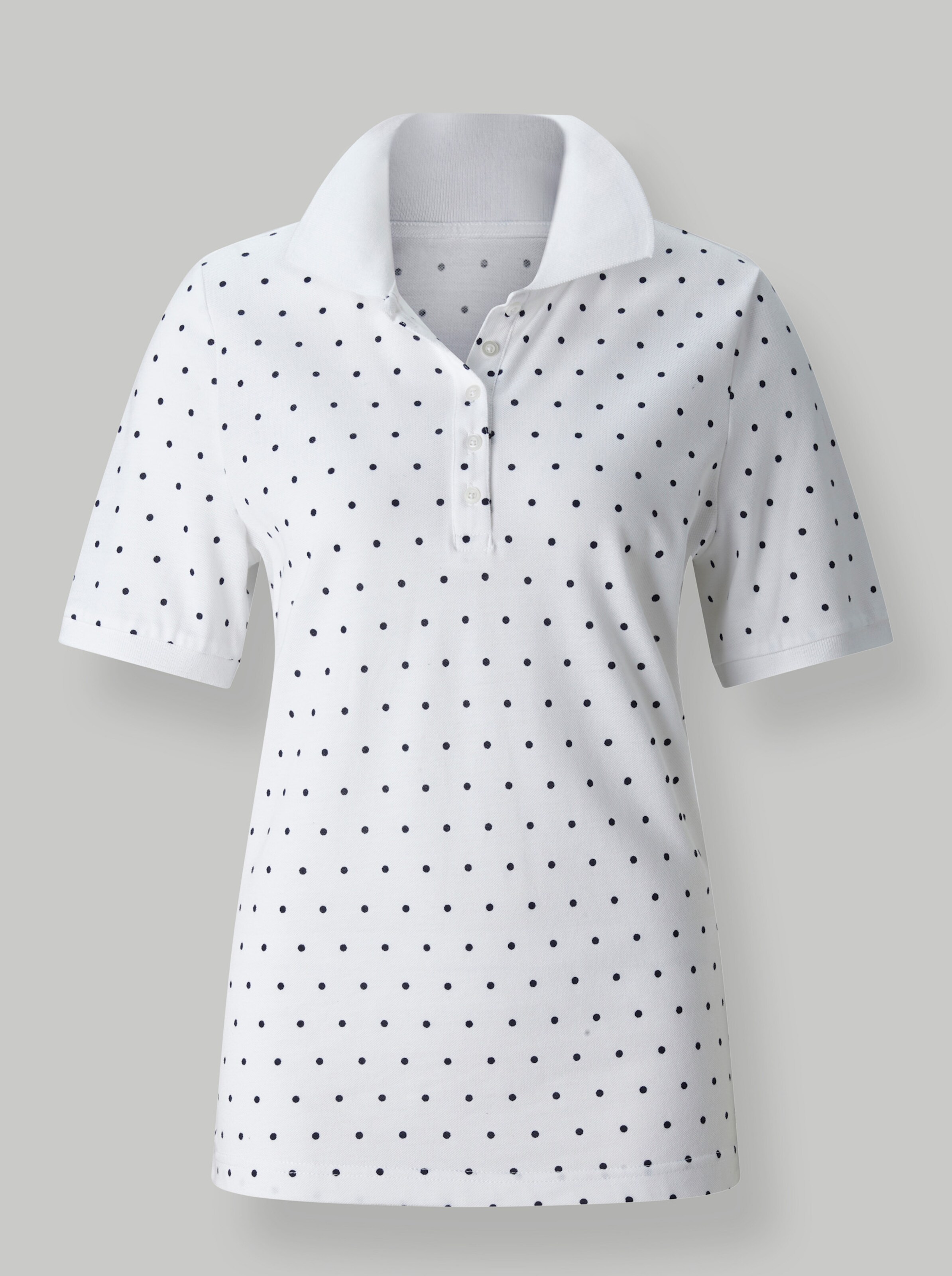 Poloshirt in weiß-getupft