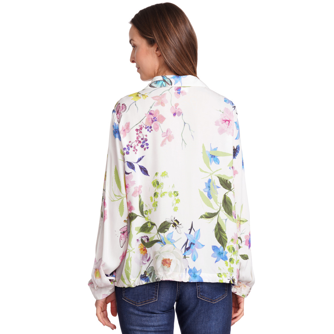 Gina Benotti Damen Bluse mit Blumen-Muster weiss / bunt
