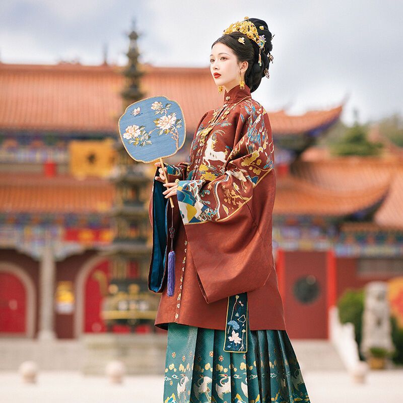 Keiko Girl - Geplooide maxi-A-lijn rok / Hanfu-top met lange mouwen (verschillende ontwerpen)
