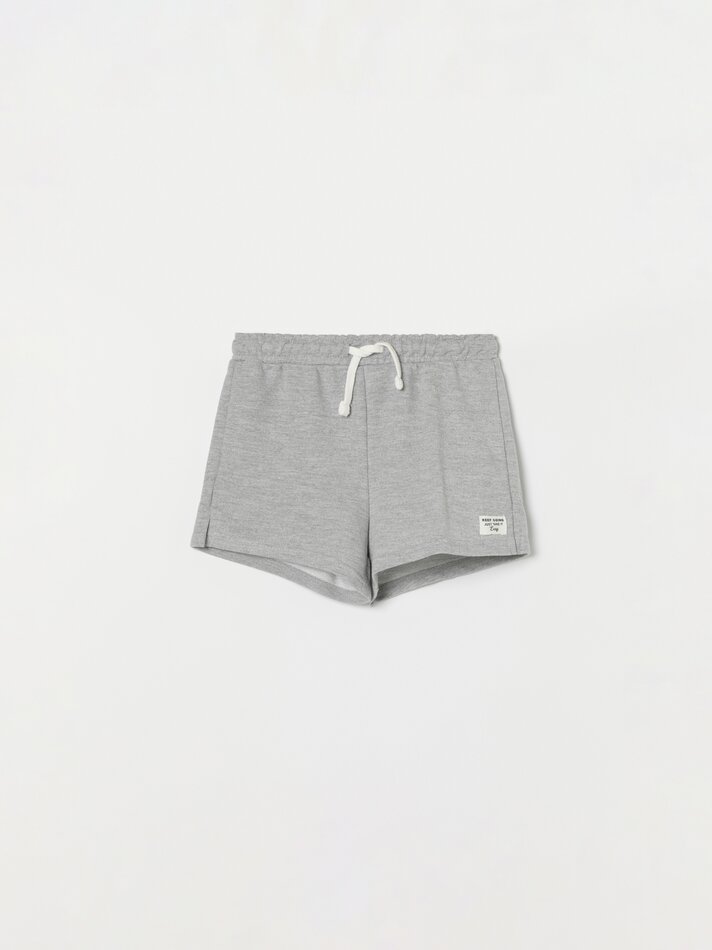Conjunto com 2 shorts de fleece lisos básicos - Cinza Mesclado