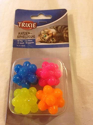 Brinquedo para Gatos TRIXIE com Bolas de Borracha Multiformato de 3,5 cm e Cores Variadas, Pacote com 4 Unidades