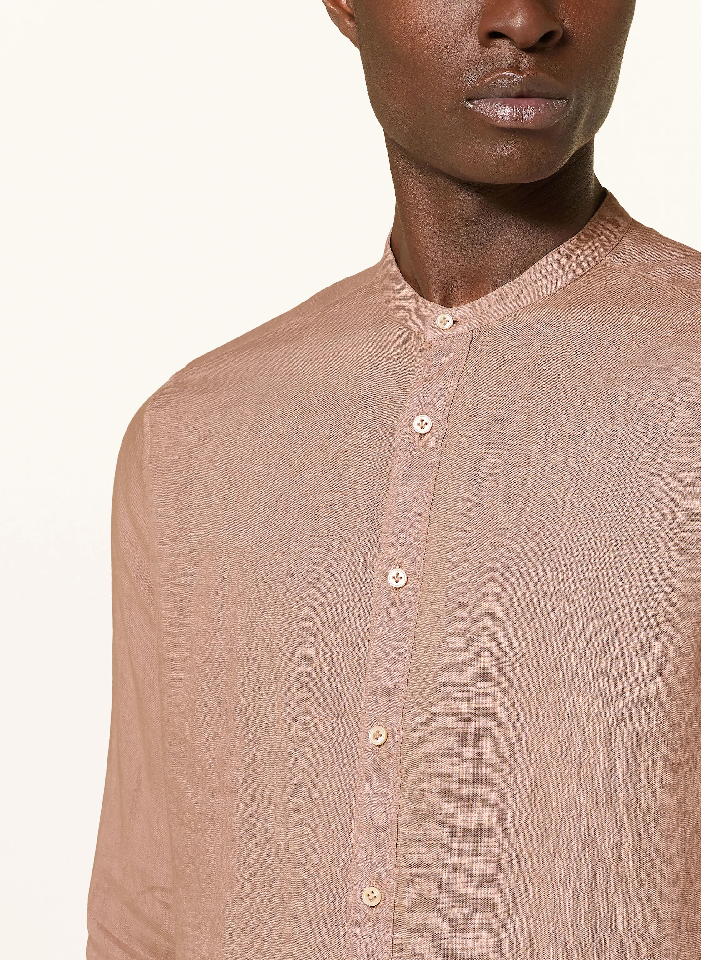 tintoria mattei Leinenhemd Slim Fit mit Stehkragen