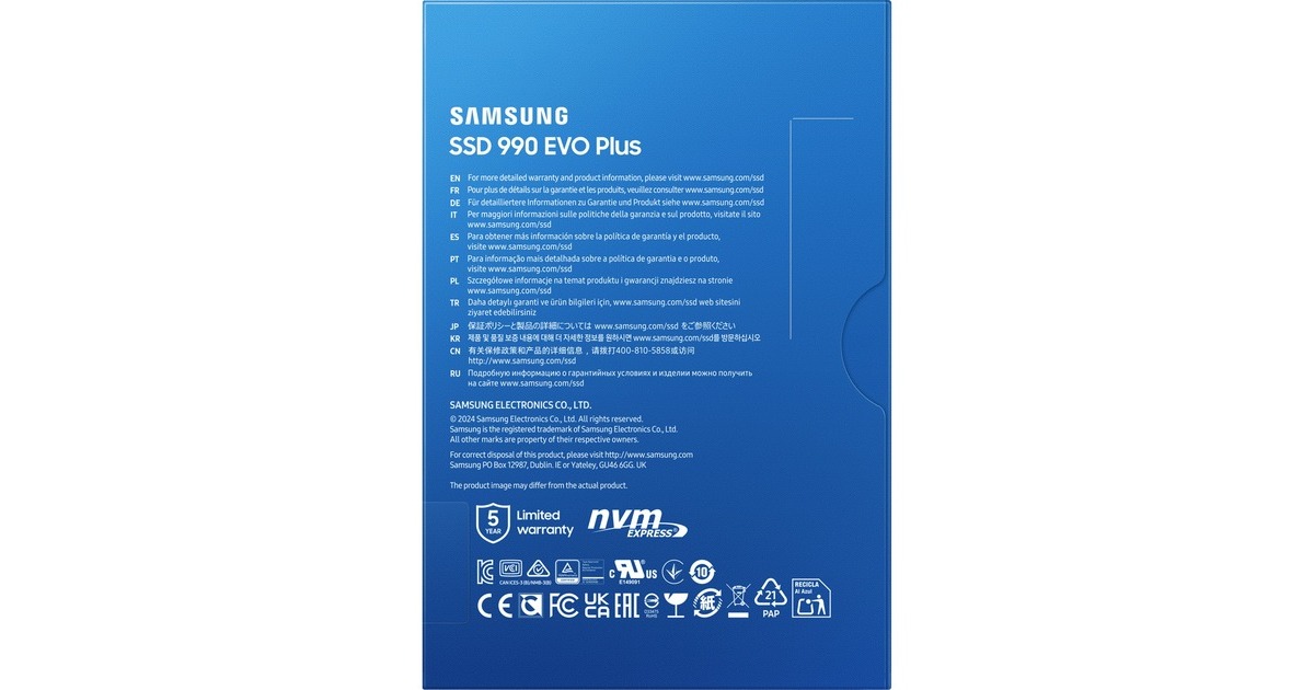 SAMSUNG990 EVO Plus 1 TB SSD  (MZ-V9S1T0BW, PCIe 4.0 x4 / 5.0 x2, NVMe 2.0, M.2 2280)
