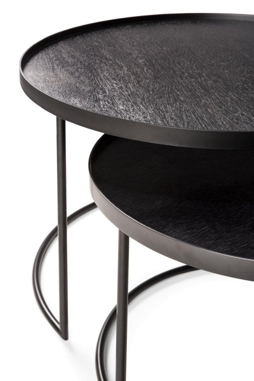 Ethnicraft Tray round salontafel S/L set van 2