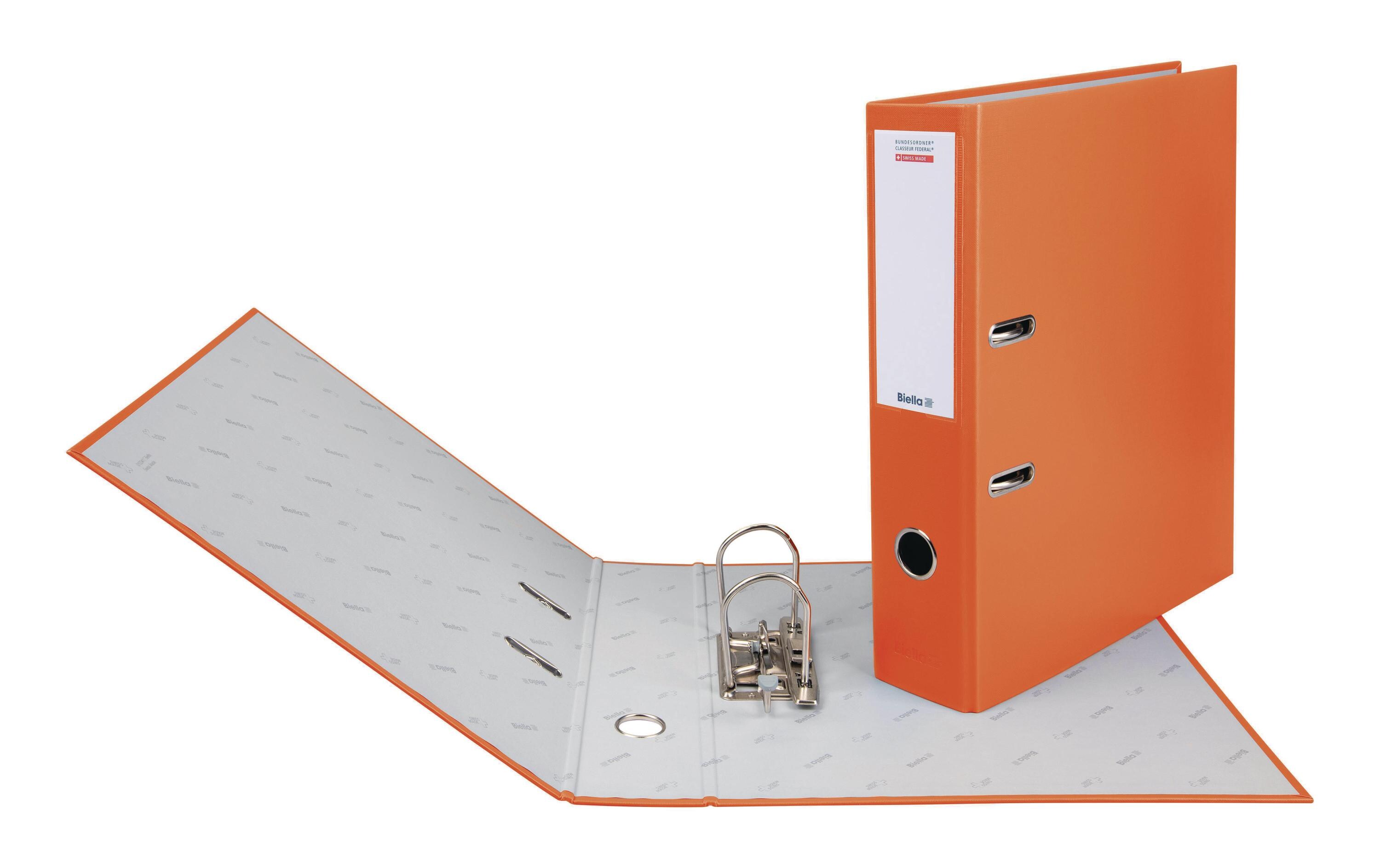 Bundesordner A4 7 cm, OrangeMit Hebelmechanik Strong und mit Druck-Niederhalter