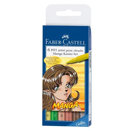 Faber-Castell Tuschestifte PITT artist pens Manga Kaoiro Set, 6 Stück