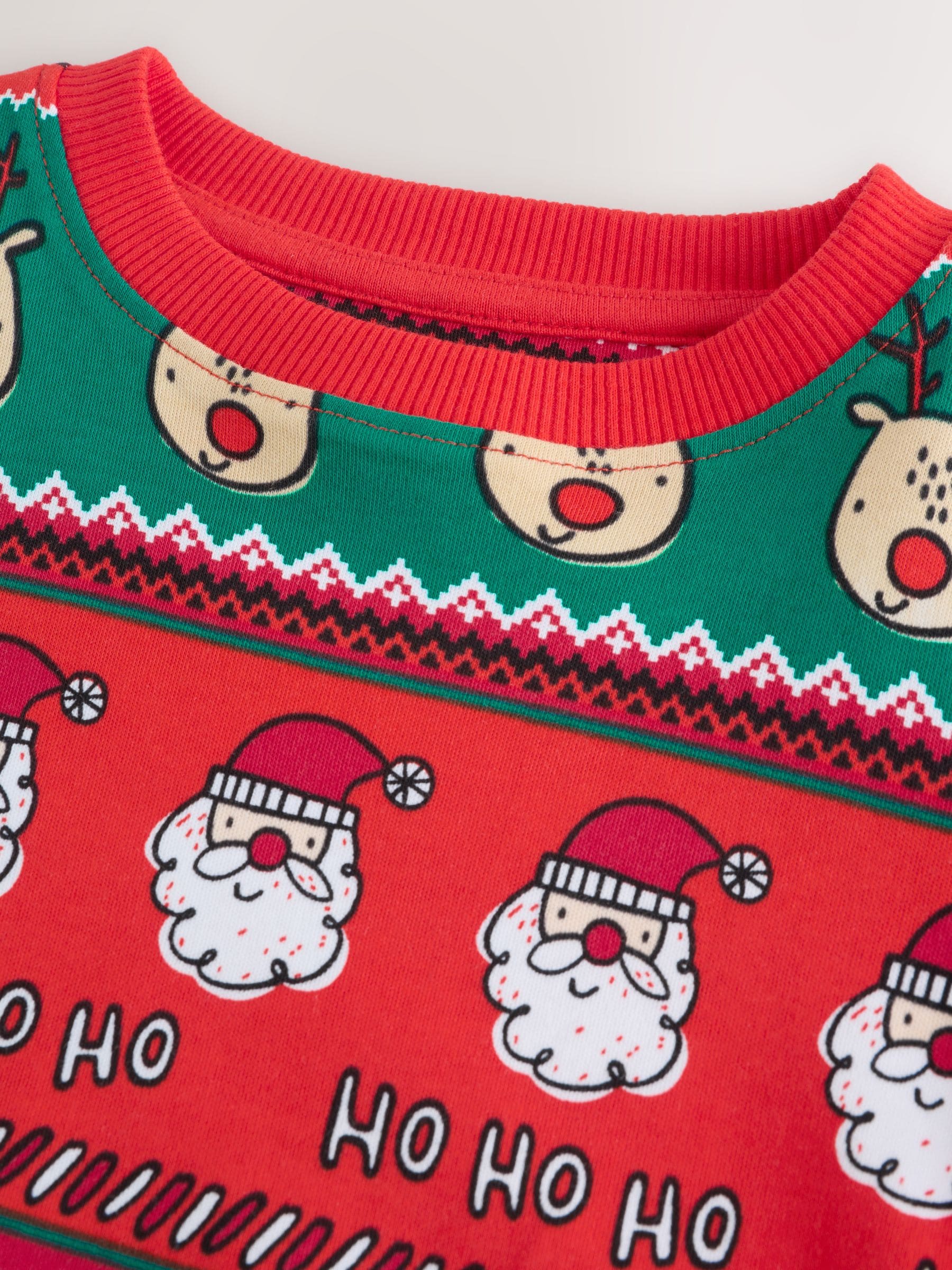 Rood met fairislemotief - Enkele Knusse Kerstmis Pyjama's (9mnd -10jr)