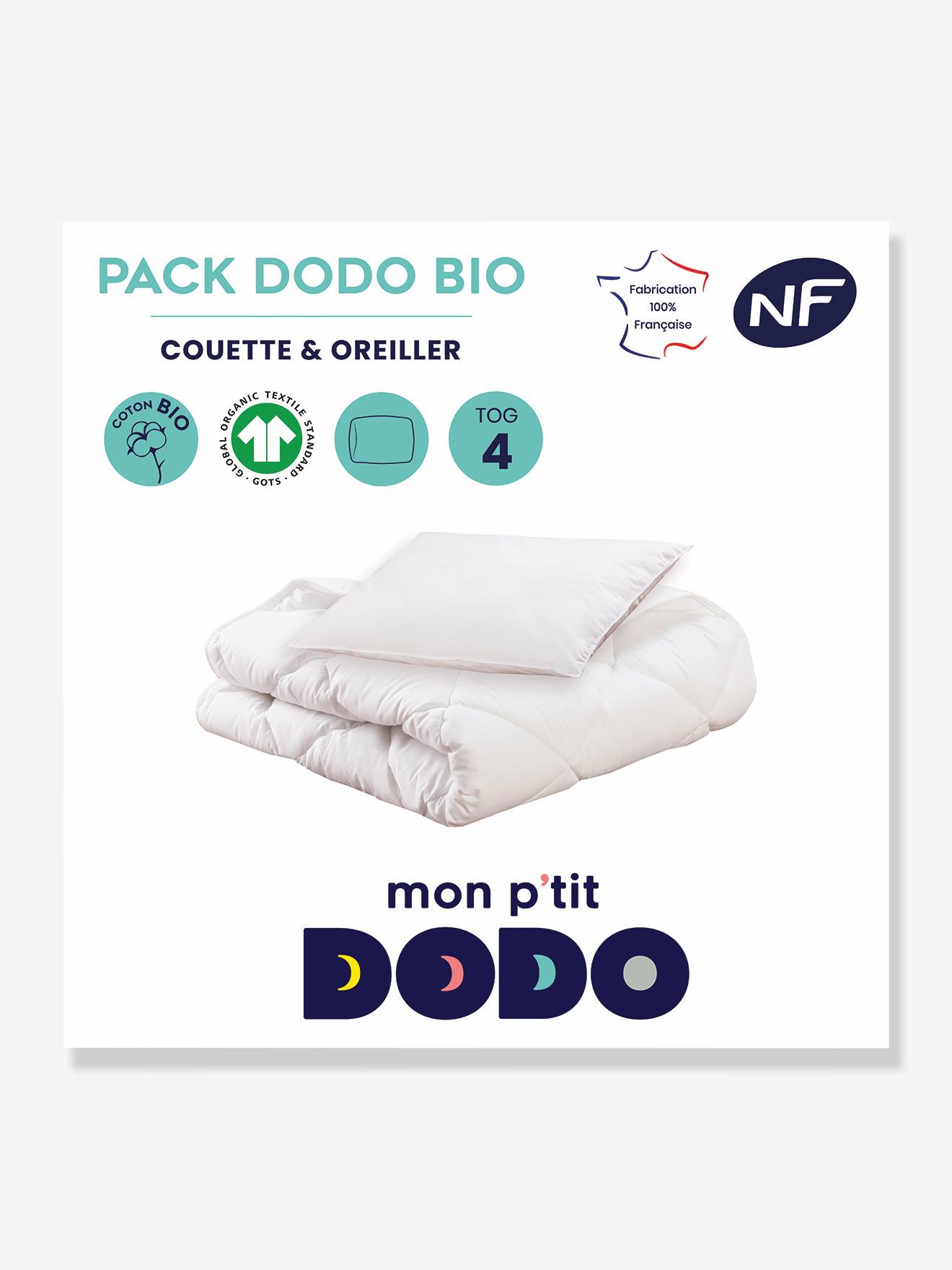 Conjunto de edredom e fronha Mon P'tit DODO, branco claro e liso.