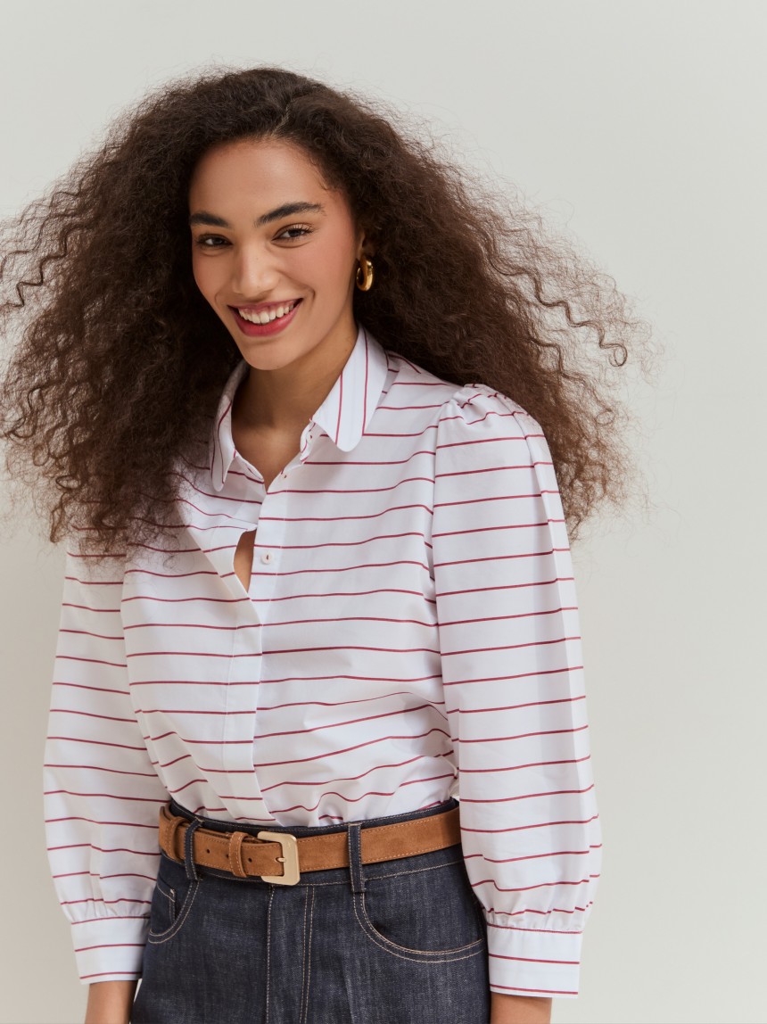 Camisa de riscas em algodão