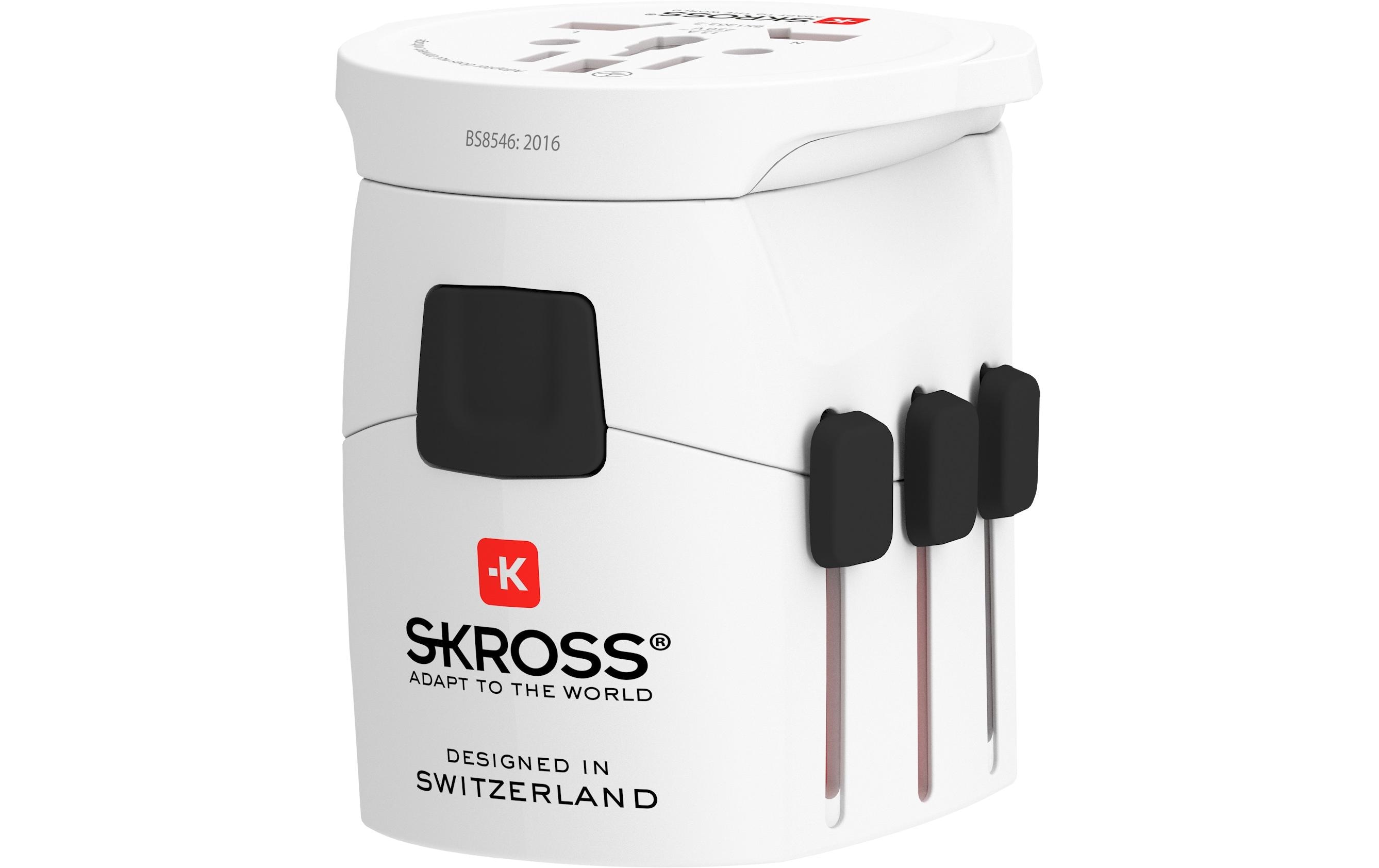 Weltreiseadapter PRO Light WorldKompakter Reisestecker mit Muli-Länder Aufsatz, weiss