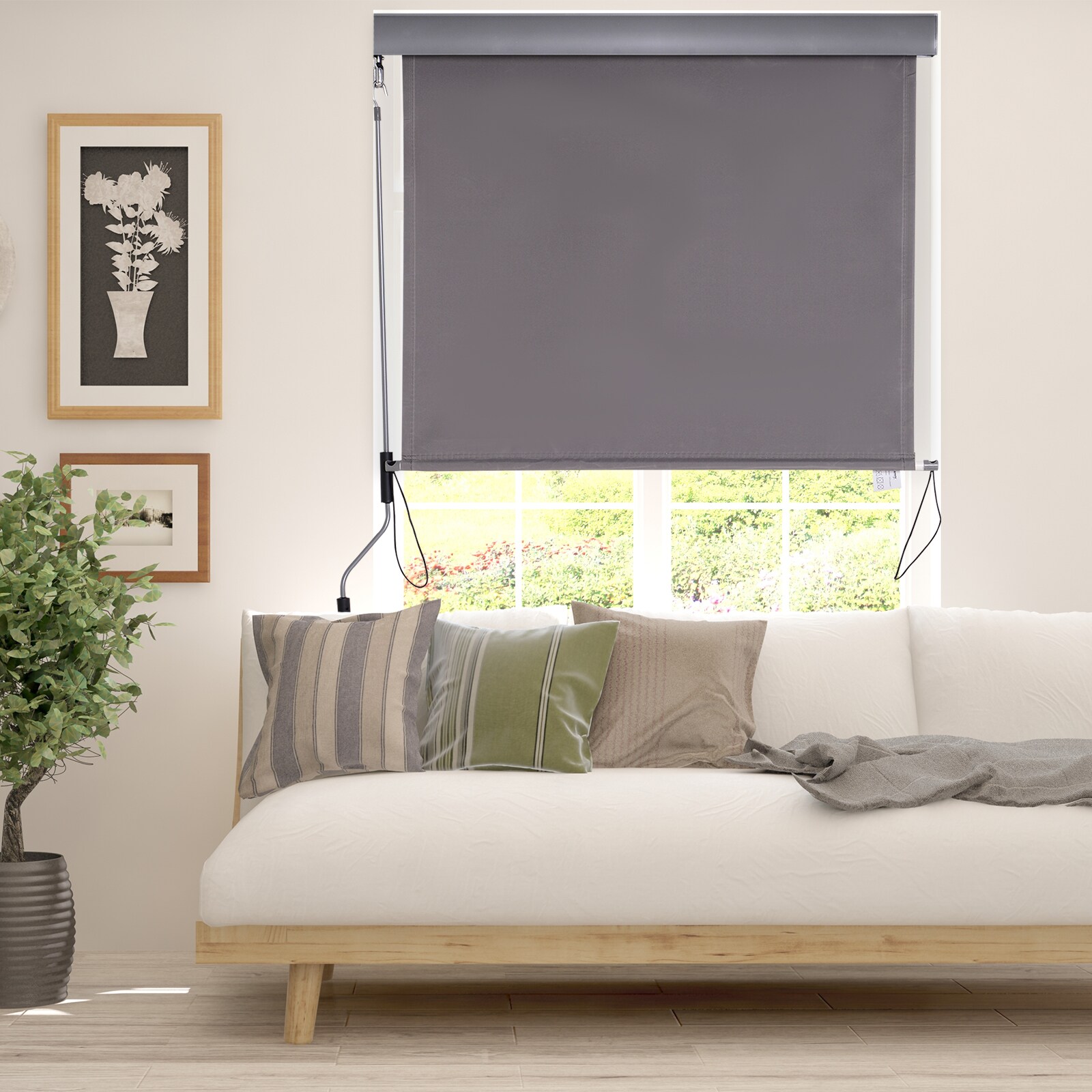 Outsunny Rollo mit Handkurbel 140 x 200 cm (LxH)