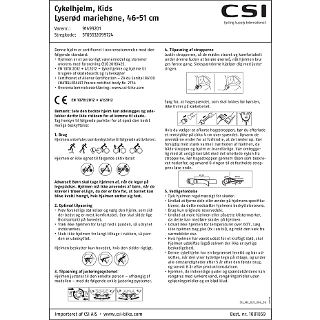 Csi børnehjelm - lyserød mariehøne