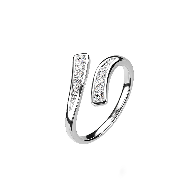 (Ø8mm) Verstellbarer Finger- und Zehenring mit Strass Steinen - Silber