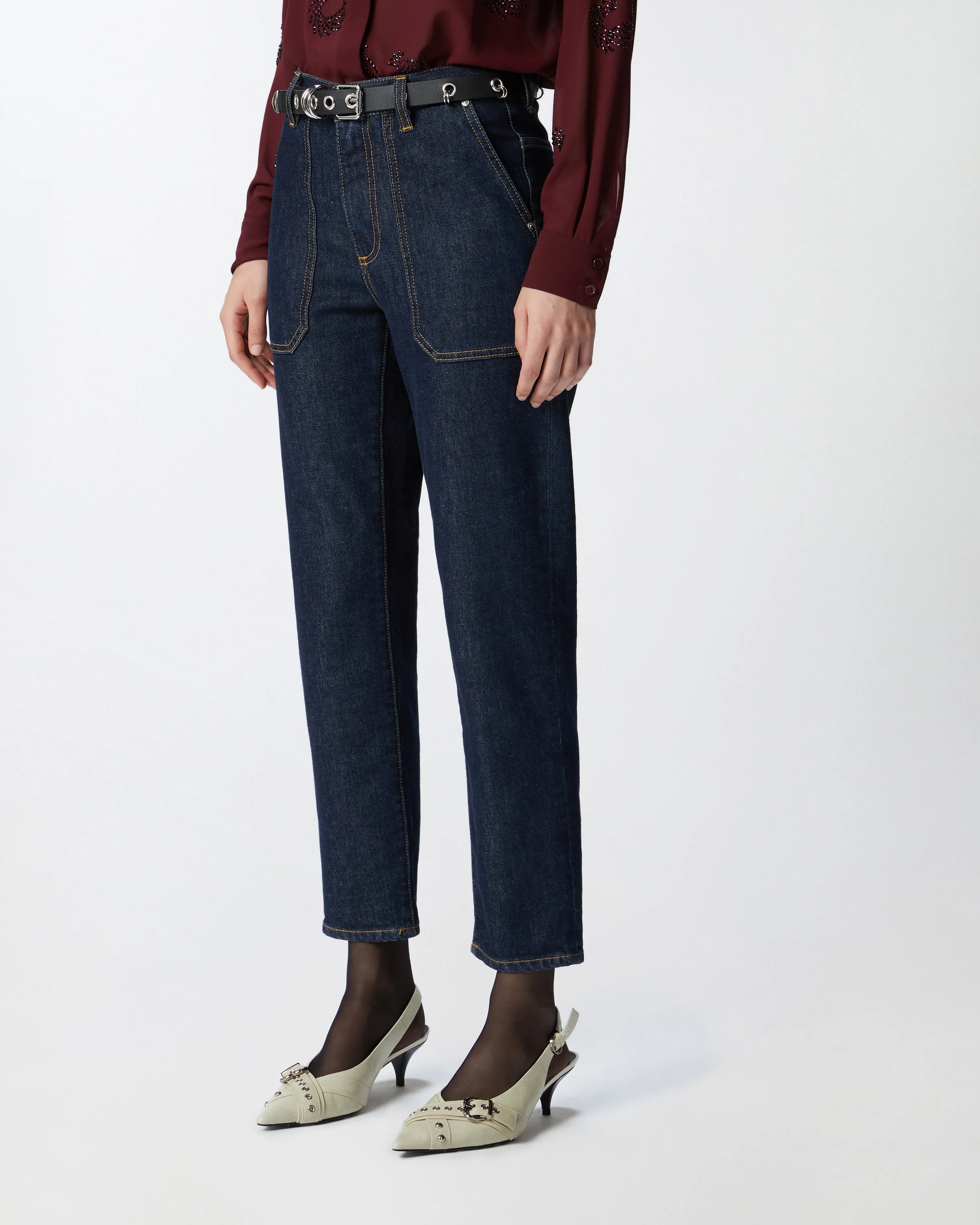 Jean workwear à délavage foncé | Bleu
