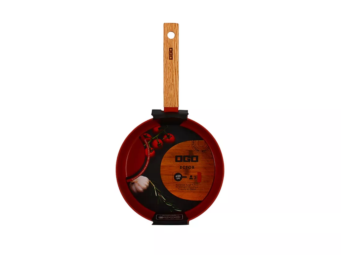 Ogo Living - Casserole Ector 20cm En Aluminium Paprika Avec Manche En Bois