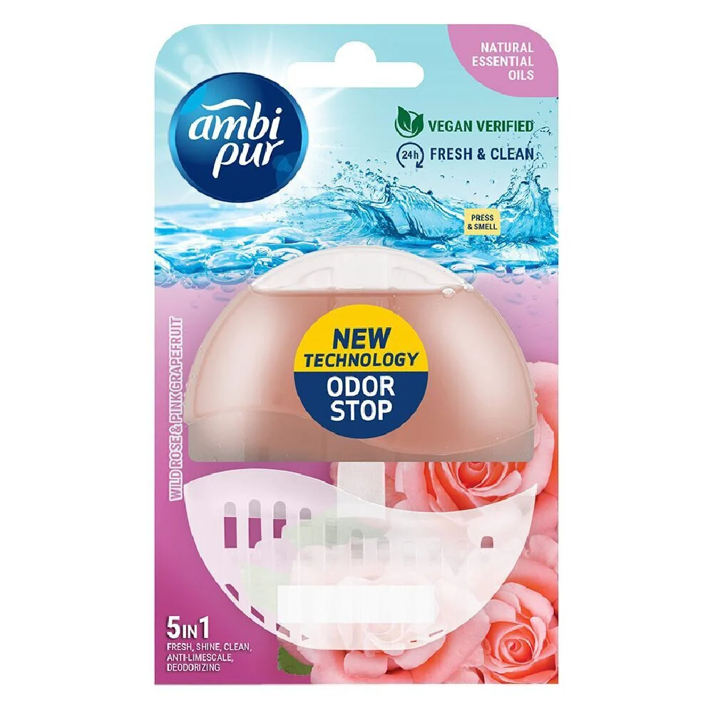 Bloc WC Ambi Pur 5 en 1 rose sauvage et pamplemousse rose - 55 ml