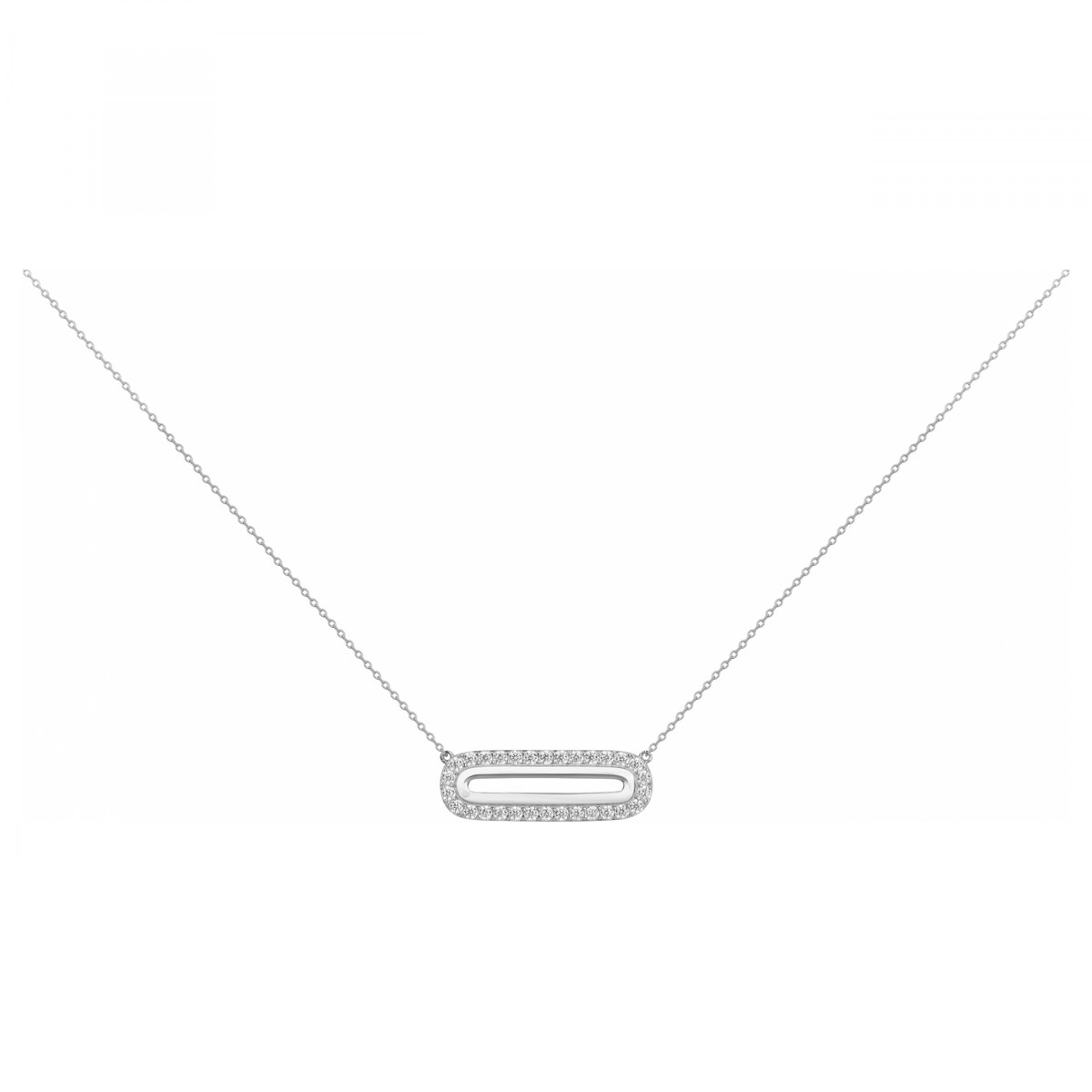 Collier mono-motif en Argent avec oxyde de zirconium blanc