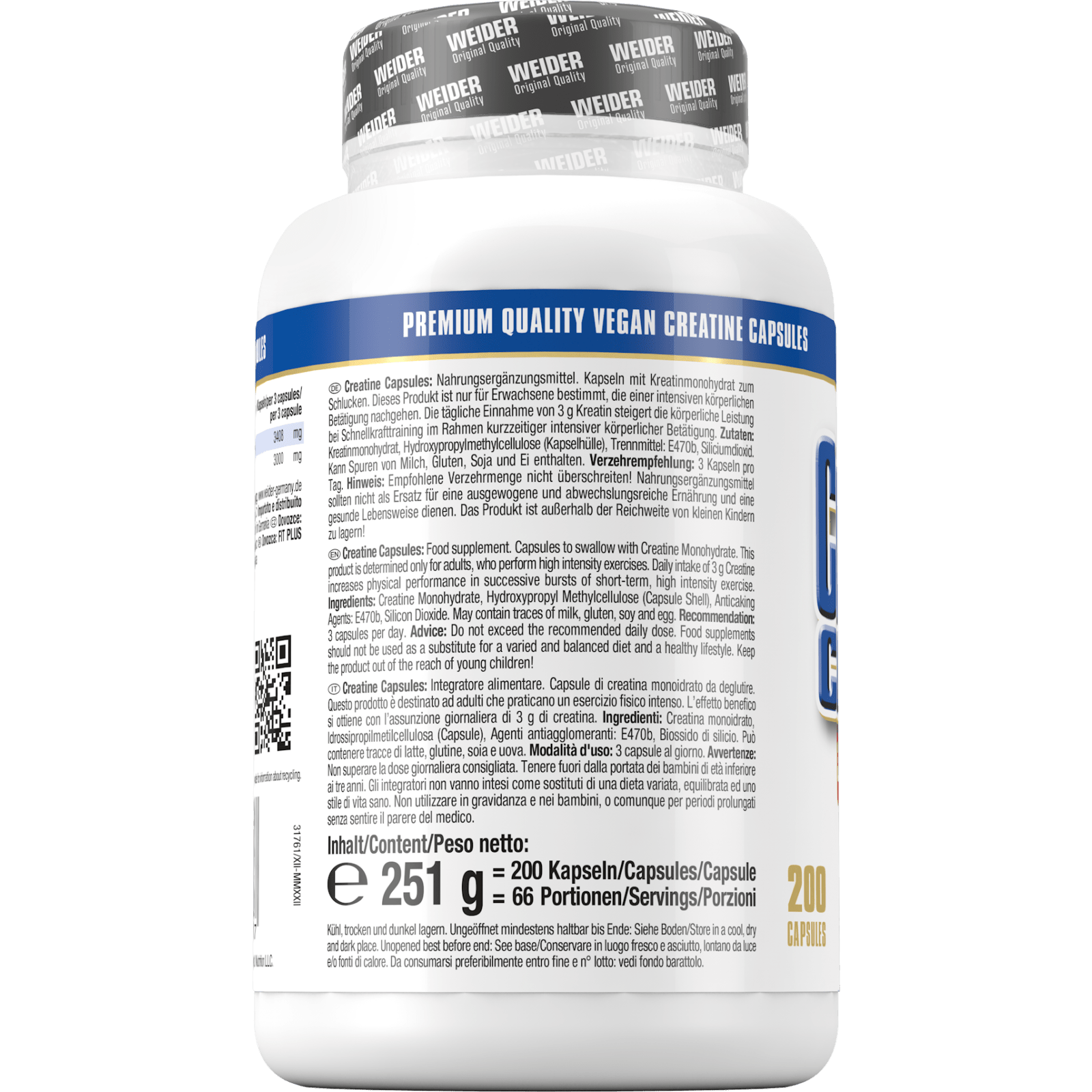 Pure Creatine Capsules (200 Kapseln)