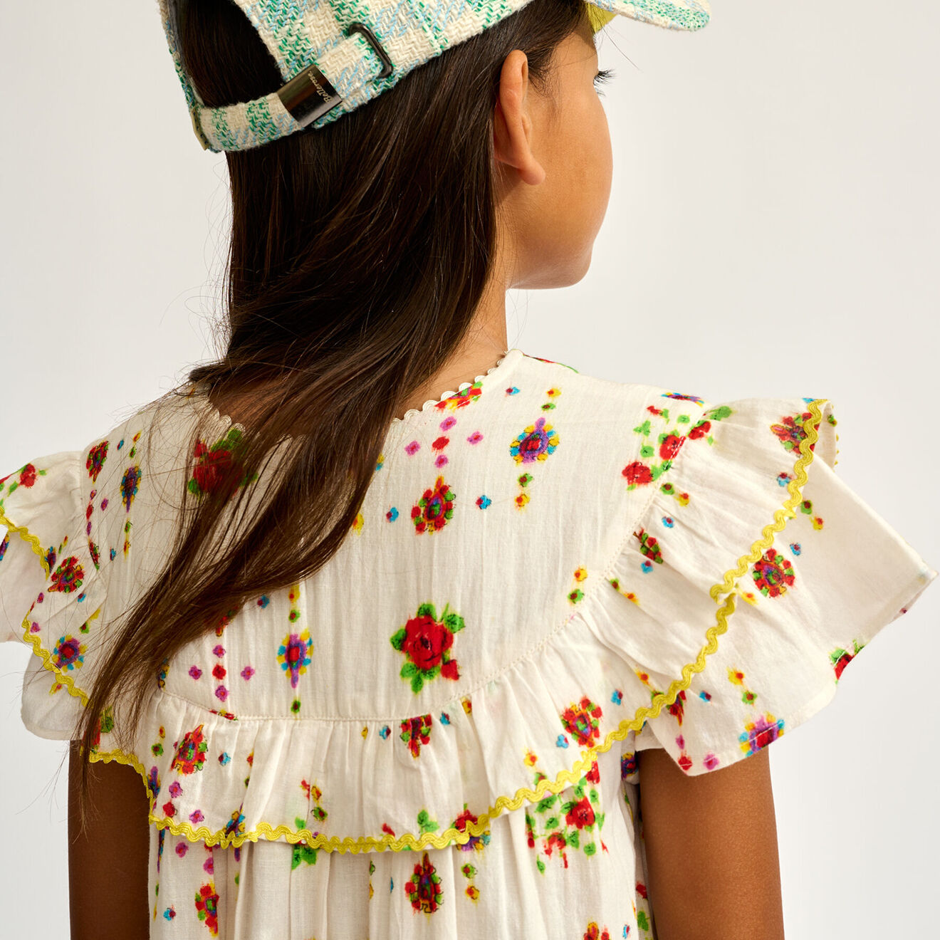 Bellerose Robe en Voile de Coton Hippie imprimée blanc/multicolore