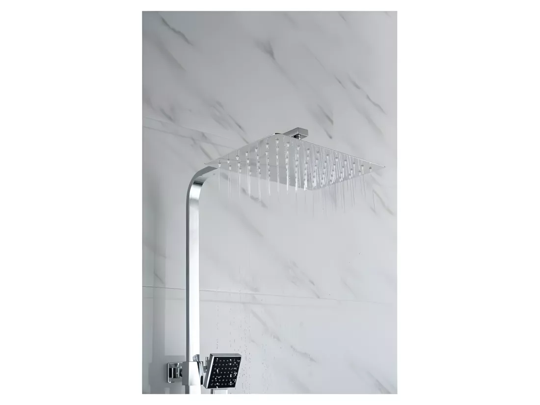 OCEANIC Colonne de douche - Mitigeur thermostatique - Pomme haute rectangle 30x20 cm - Chrome