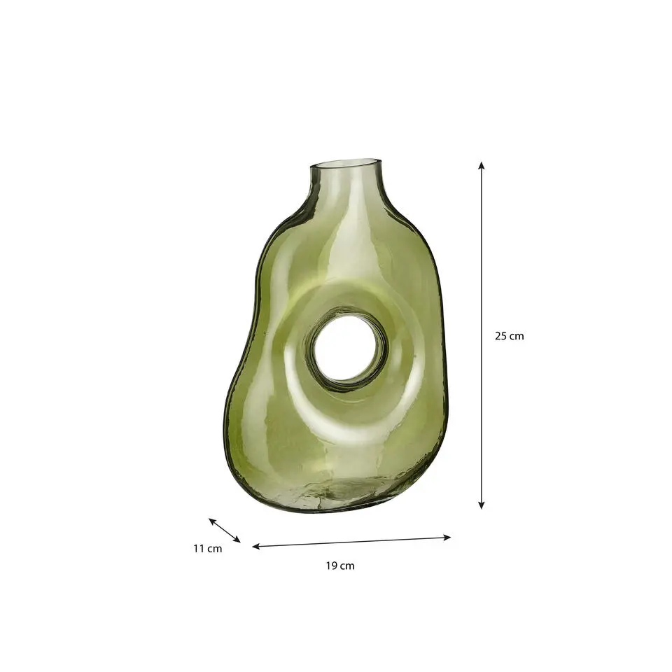 Mica Decorations Jay Vaas - L18,5 x B10,5 x H25 cm - Glas - Lichtgroen