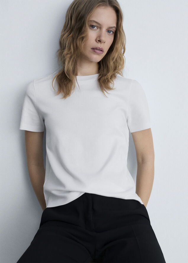 MANGO Basic 100% cotton t-shirt White