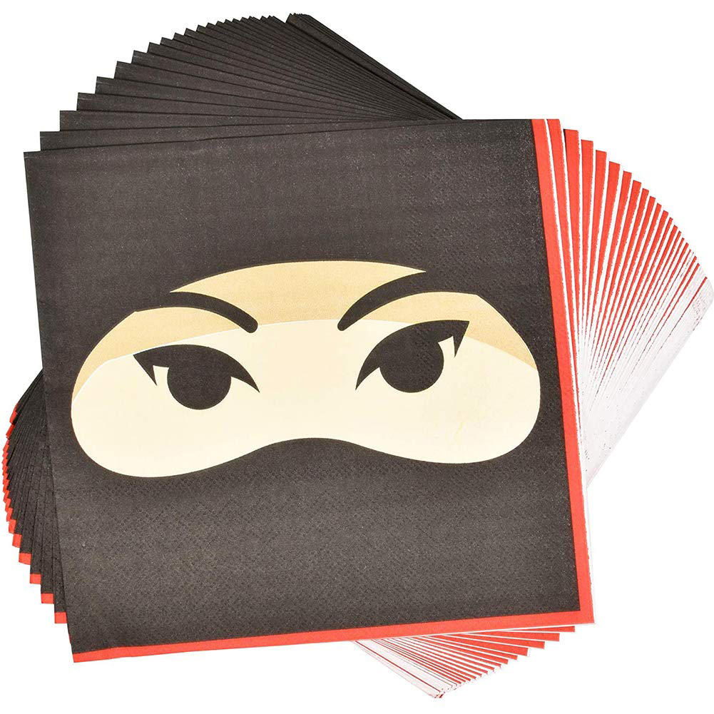 (60-tlg. Set) Einweg Geschirr Kinder Party Tisch Deko inkl. Teller / Servietten / Papp Becher - Ninja