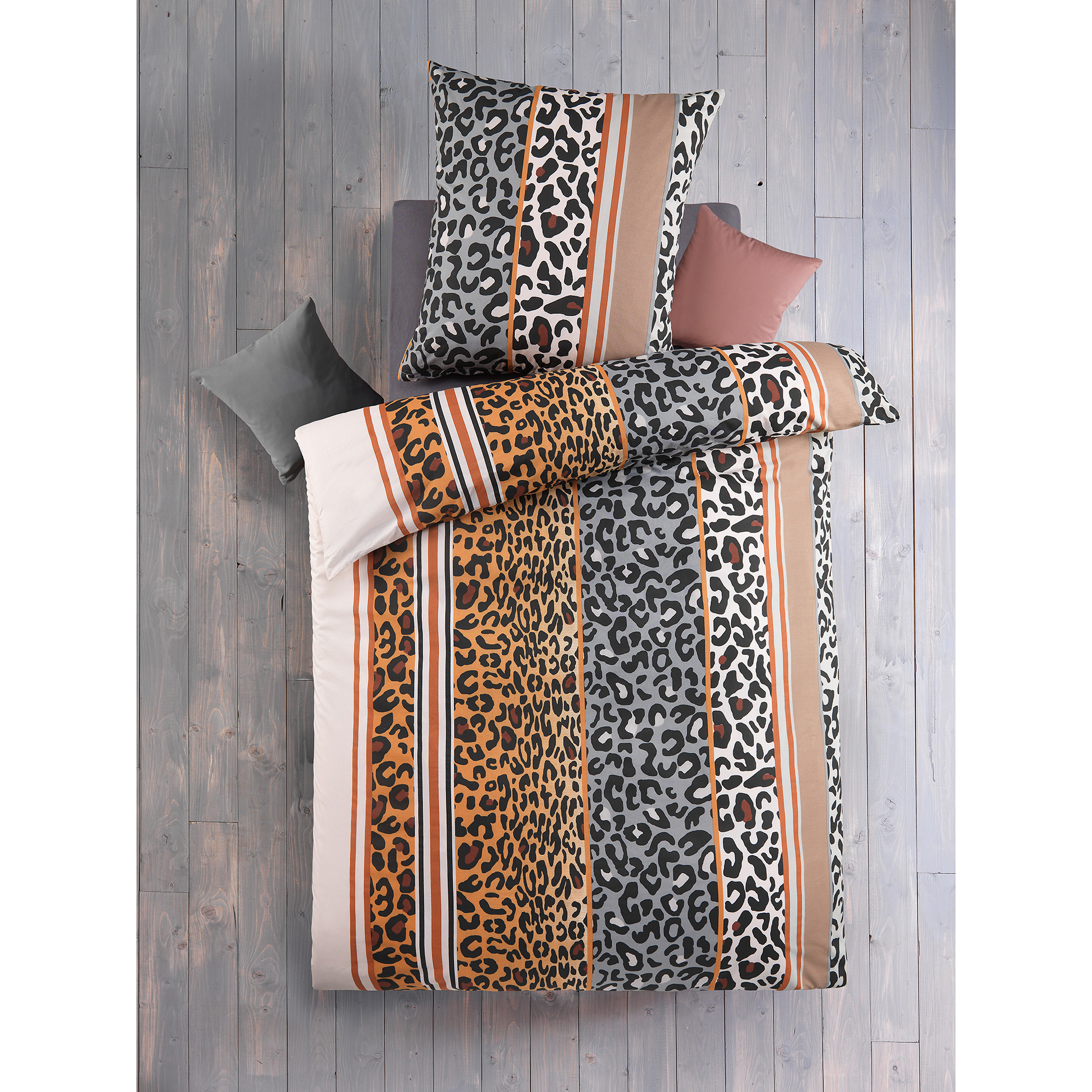 Renforcé-Bettwäsche - braun-grau-beige - 155x220 cm