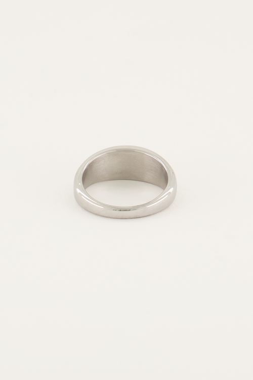 MOOD ring met vierkante zwarte steen