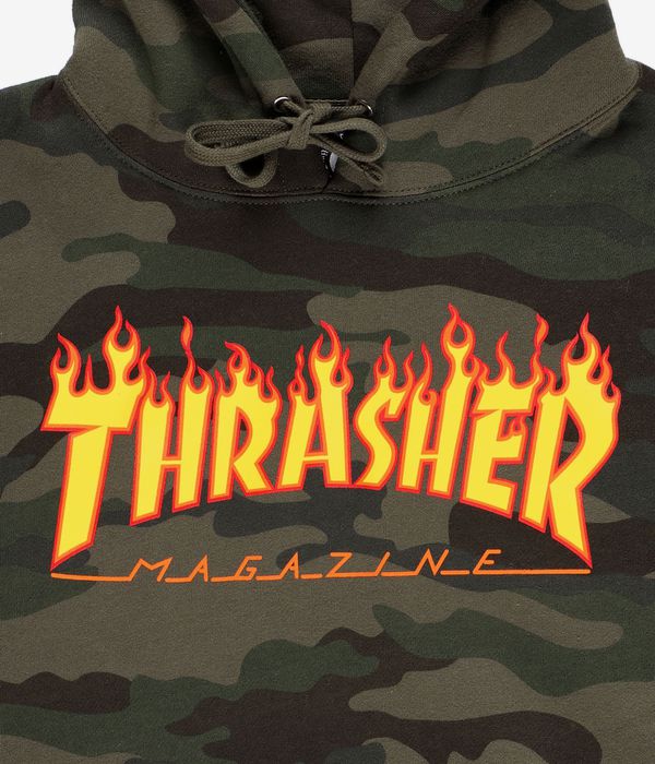 Thrasher Flame Hoodie (forest camo)