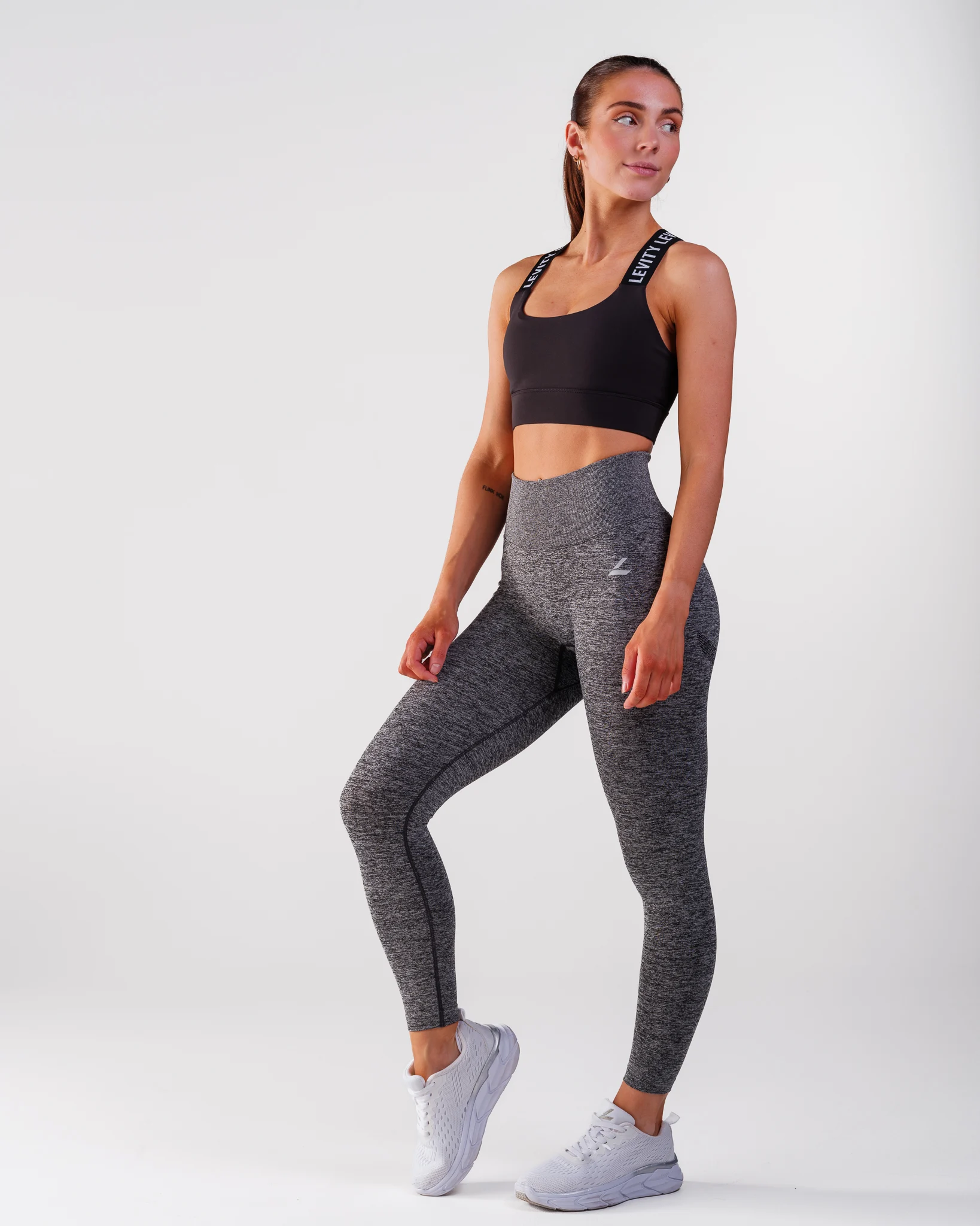 LEVITY Ignite Marl Seamless Scrunch Tights Grey Marl