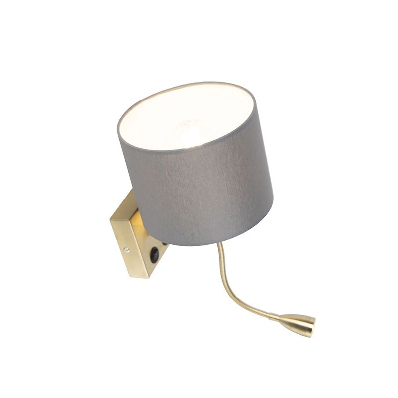 Art deco wandlamp goud met grijze kap - Brescia