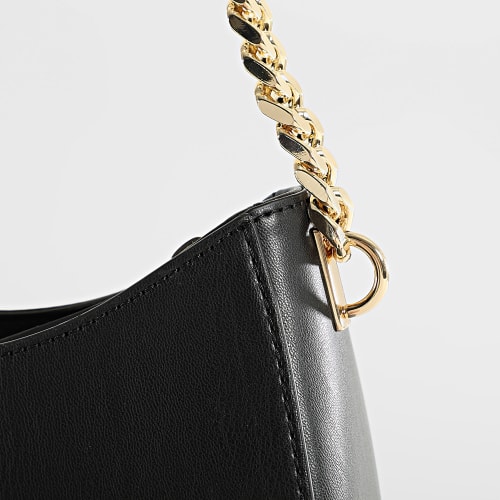 Sac A Main Femme Refined Chain Shoulder 6079 Noir Doré