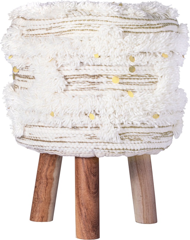 Kayoom Sitzhocker »Hocker Bohist 425, charaktergebende Strukturen mit Fransen und Quasten« 1 Stk. tlg. handgefertigtes Unikat, Boho-Style, gut kombinierbar