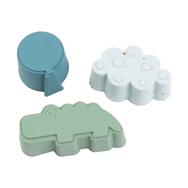 Done by Deer Siliconen Vormen - Happy Clouds - Set van 3 - Blauw/Groen