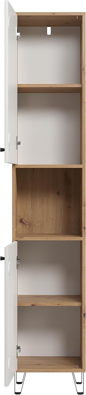 trendteam smart living - Touch - Hochschrank - Artisan Eiche/Weiß - 4 geschlossene und 1 offenes Fach - (BxHxT) 36 x 191 x 29 cm - 2 Einlegeböden - kratzfest